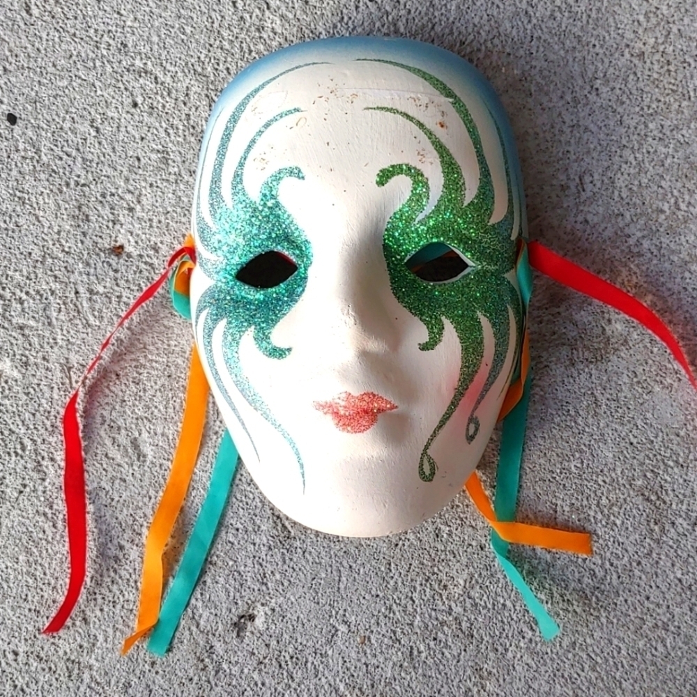 Hand painted Theater Mask Face Ceramic Decor